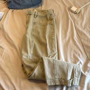 Green wide leg jeans
